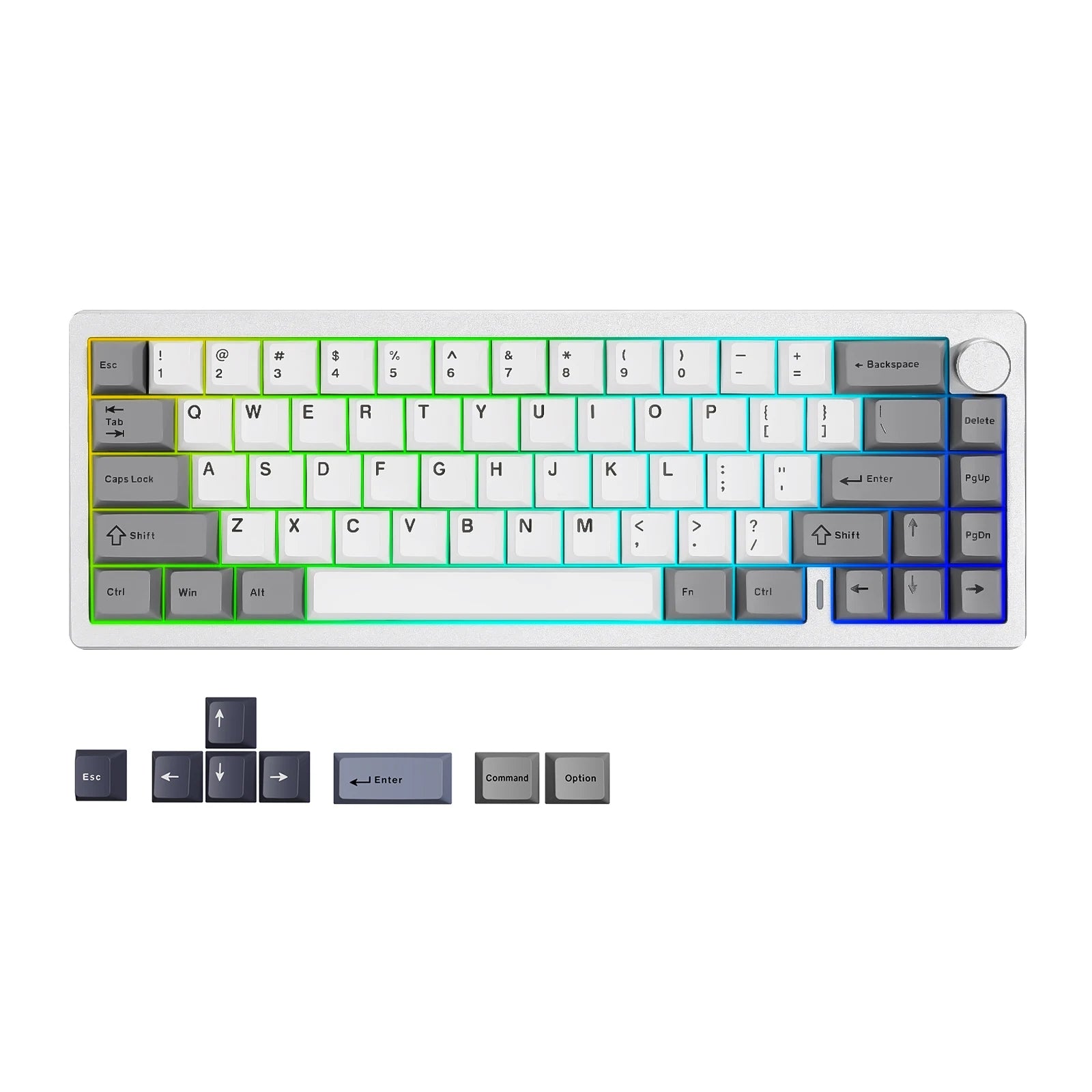 Compact wireless mechanical keyboard in a clean product composition