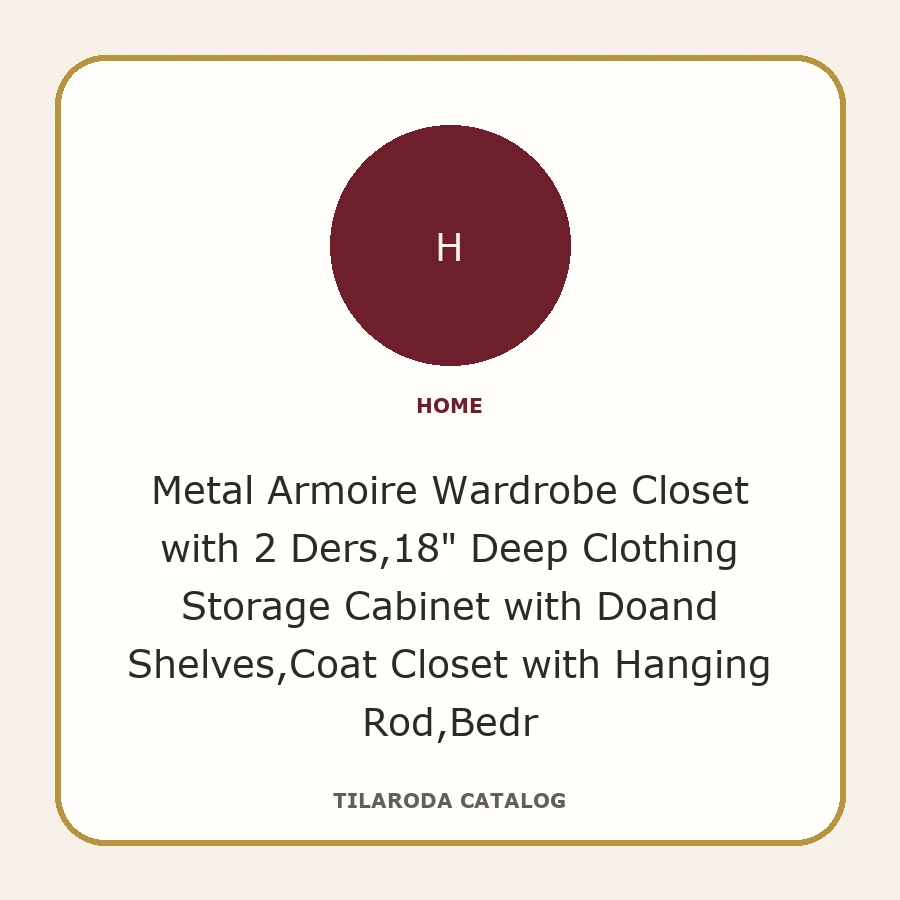 Metal Armoire Wardrobe Closet with 2 Ders,18" Deep Clothing Storage Cabinet with Doand Shelves,Coat Closet with Hanging Rod,Bedr